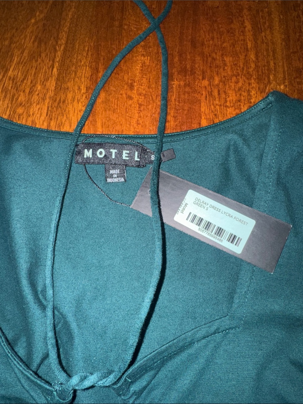 NWT Motel Rocks Teal Long Sleeve Tie-Front Mini Dress - Picture 6 of 11